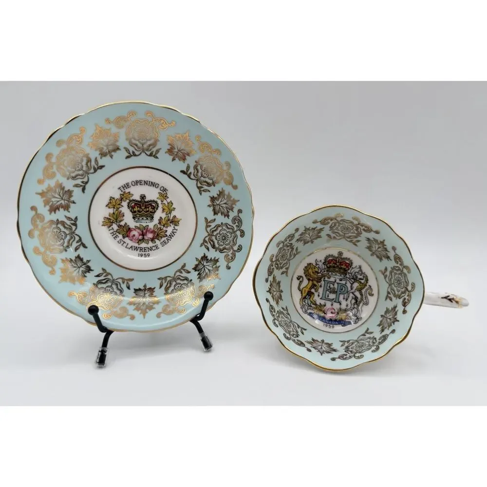 Paragon Fine Bone China Teacup & Saucer St. Lawrence Seaway Canada 1959 Vintage
